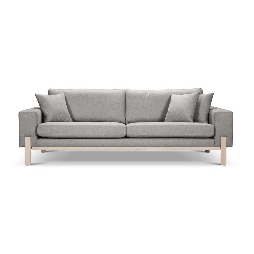 ספה תלת מושבית עם רגלי עץ SLAY בצבע GEMMA אפור בהיר 