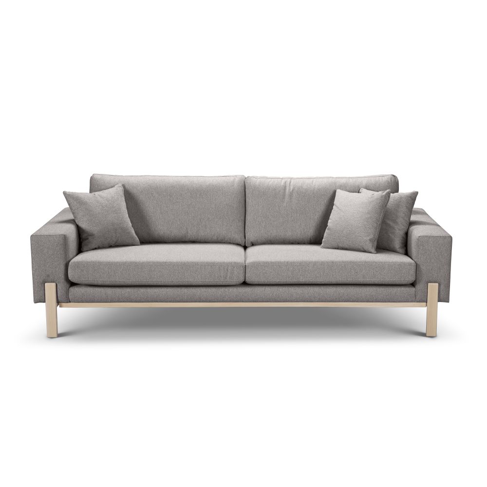 ספה תלת מושבית עם רגלי עץ SLAY בצבע GEMMA אפור בהיר 