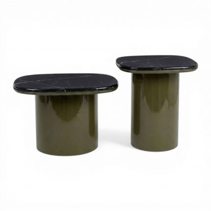 סט שולחנות POSE בצבע GLOSSY ירוק/שיש שחור